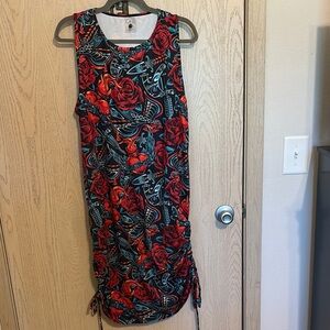 Red and Black Sleeveless Sheath Mini Dress
